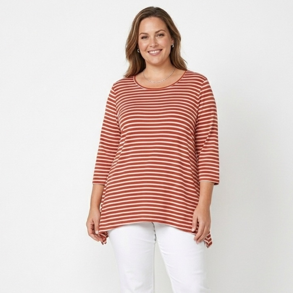 Orvis blouse red and white womens size large